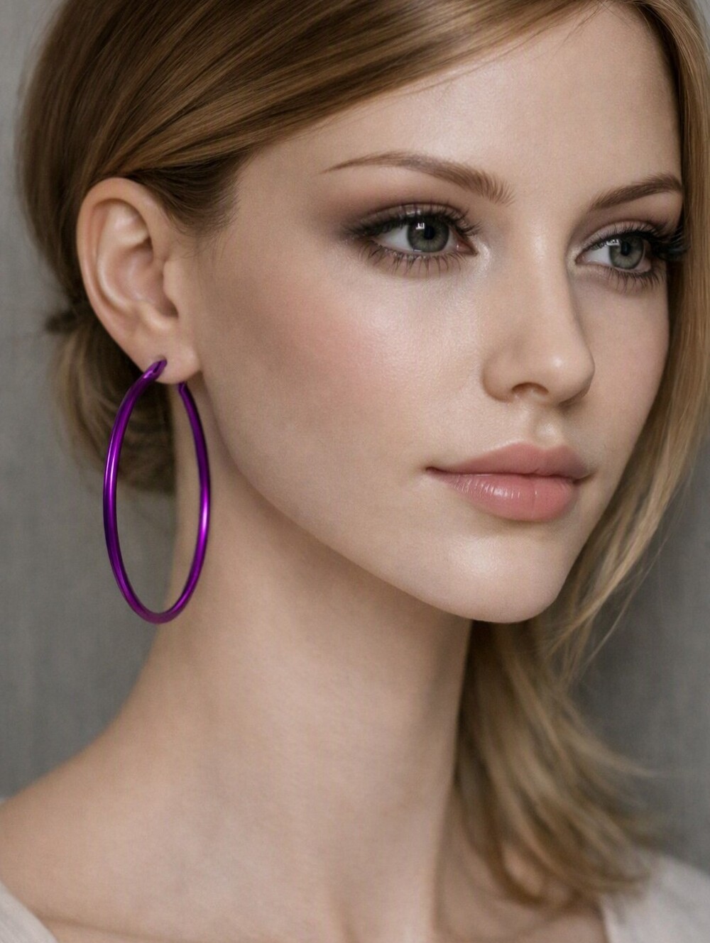 Purple & Pink Large Hoop Earrings – Hypo-allergenic Bold Women’s Fashion Jewelry